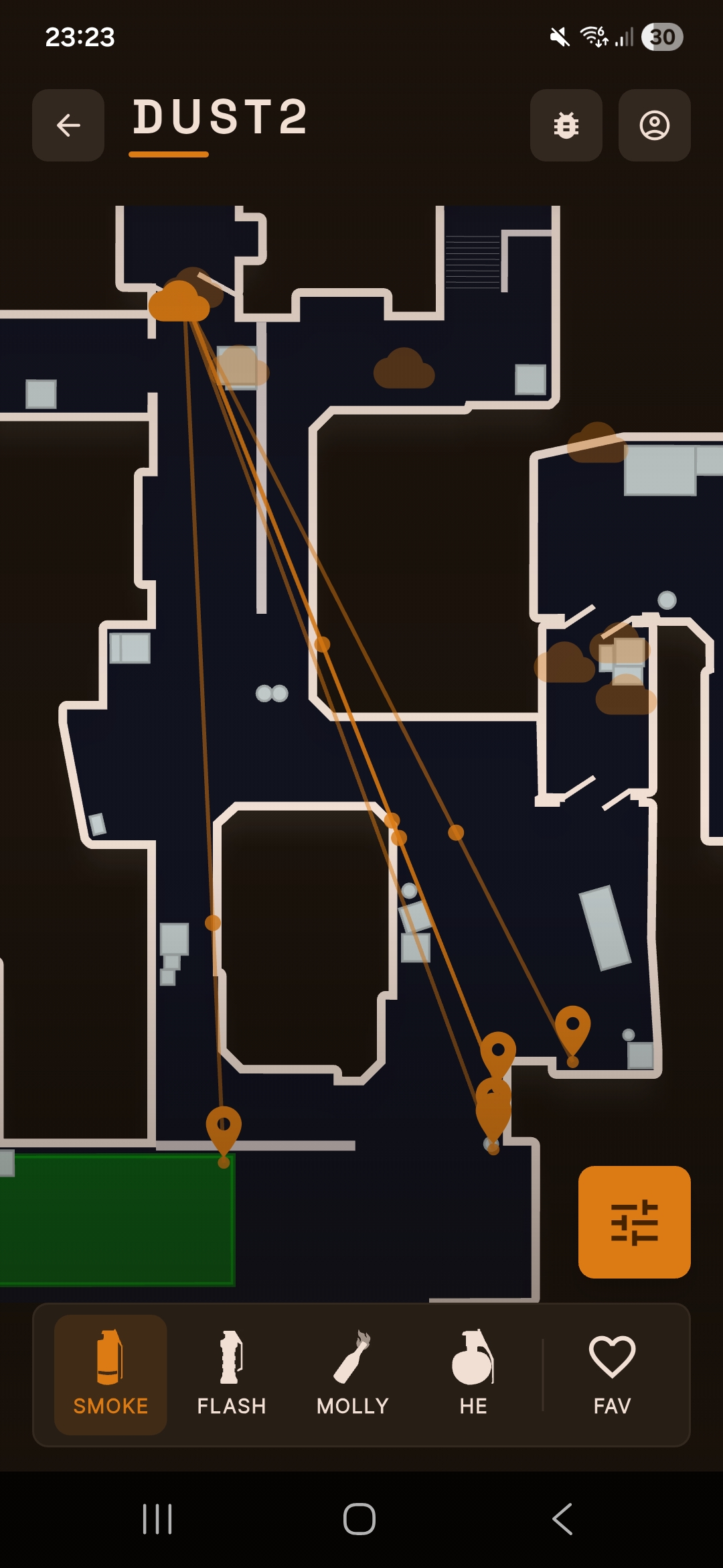 quicknades Dust2 utility route overview
